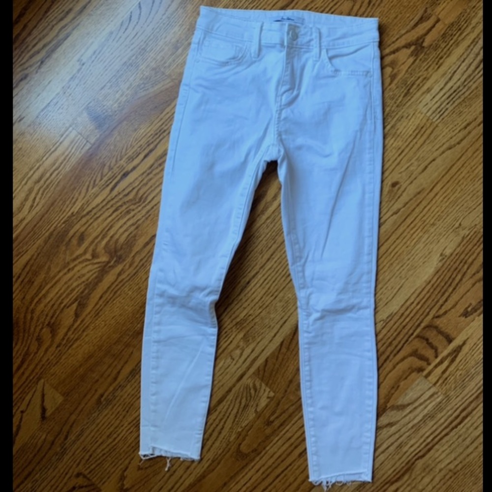 Sam Edelmann Mid Rise Skinny Crop White Jeans